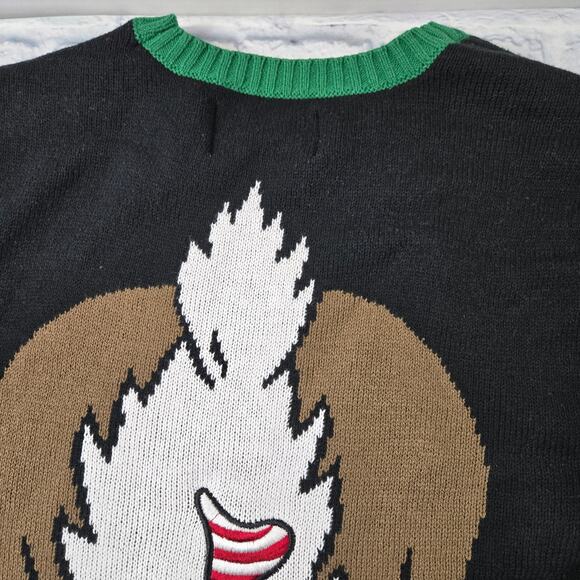 Ugly Christmas Sweater Reindeer Red Nose Backside Kisses Men's size Medium - Picture 9 of 16